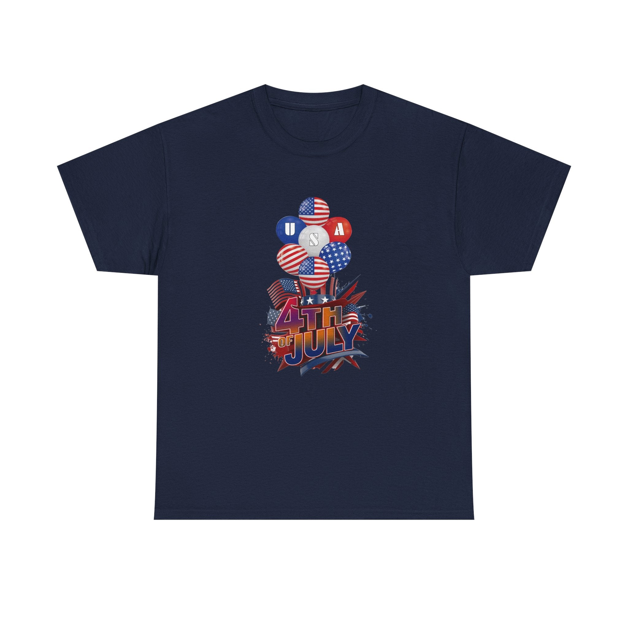 4th of July Graphic Tee — USA Flag Balloons Patriotic Independence Day T-Shirt