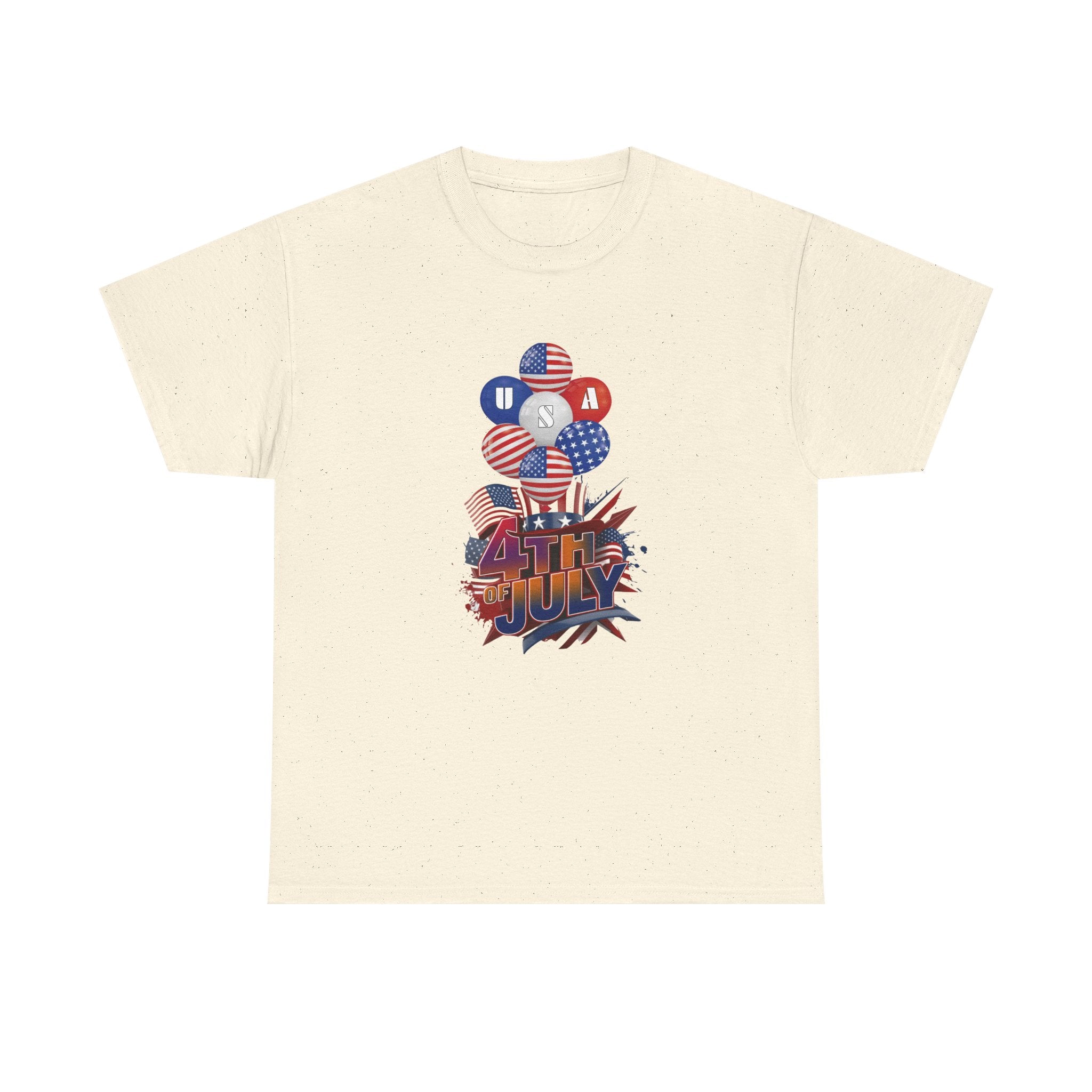 4th of July Graphic Tee — USA Flag Balloons Patriotic Independence Day T-Shirt