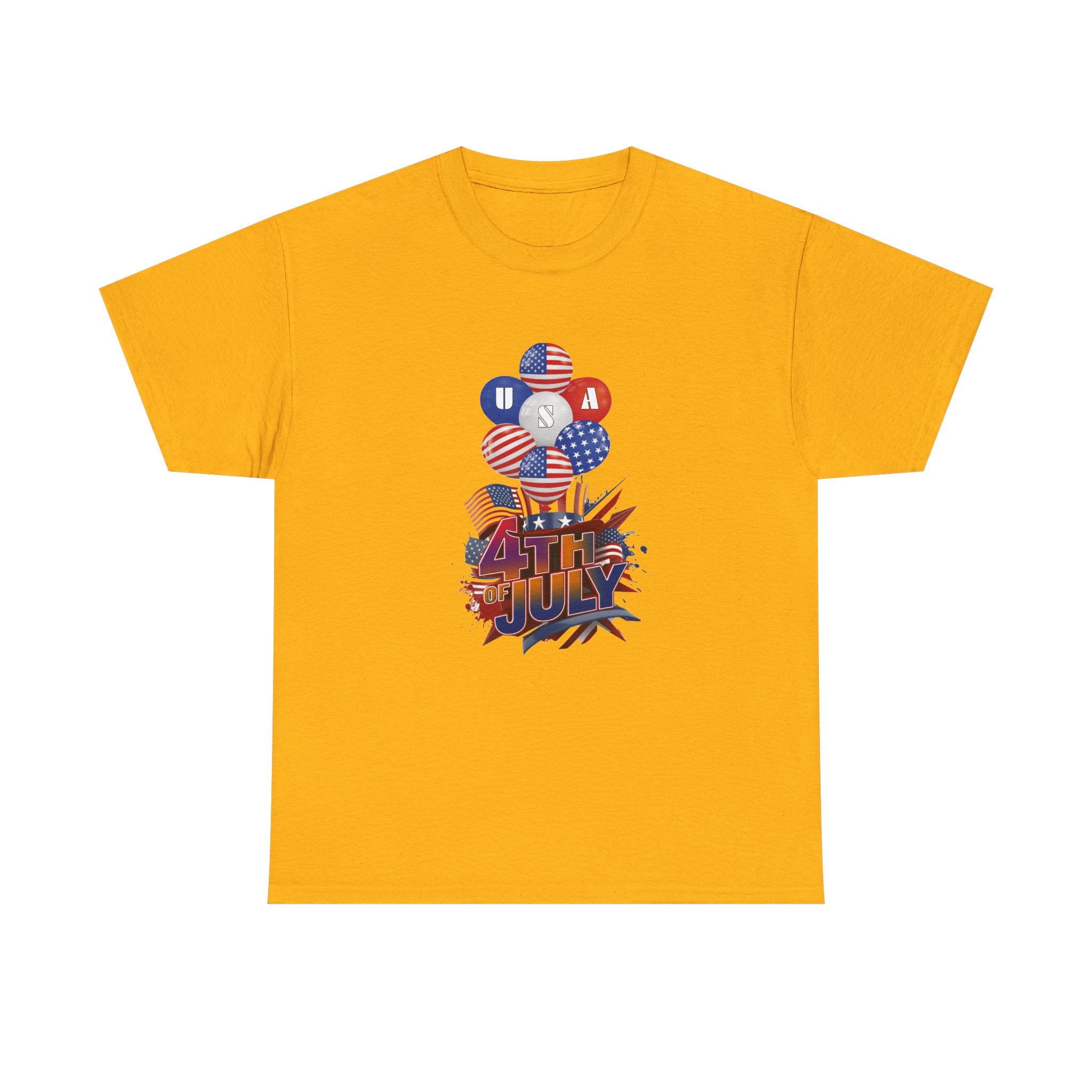 4th of July Graphic Tee — USA Flag Balloons Patriotic Independence Day T-Shirt