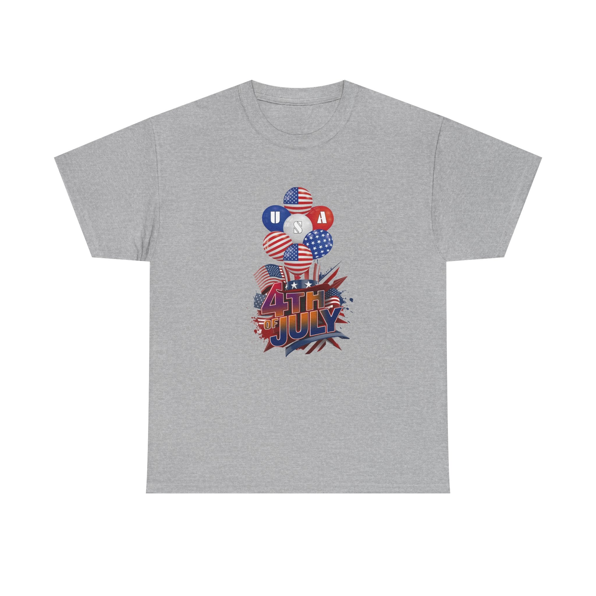 4th of July Graphic Tee — USA Flag Balloons Patriotic Independence Day T-Shirt
