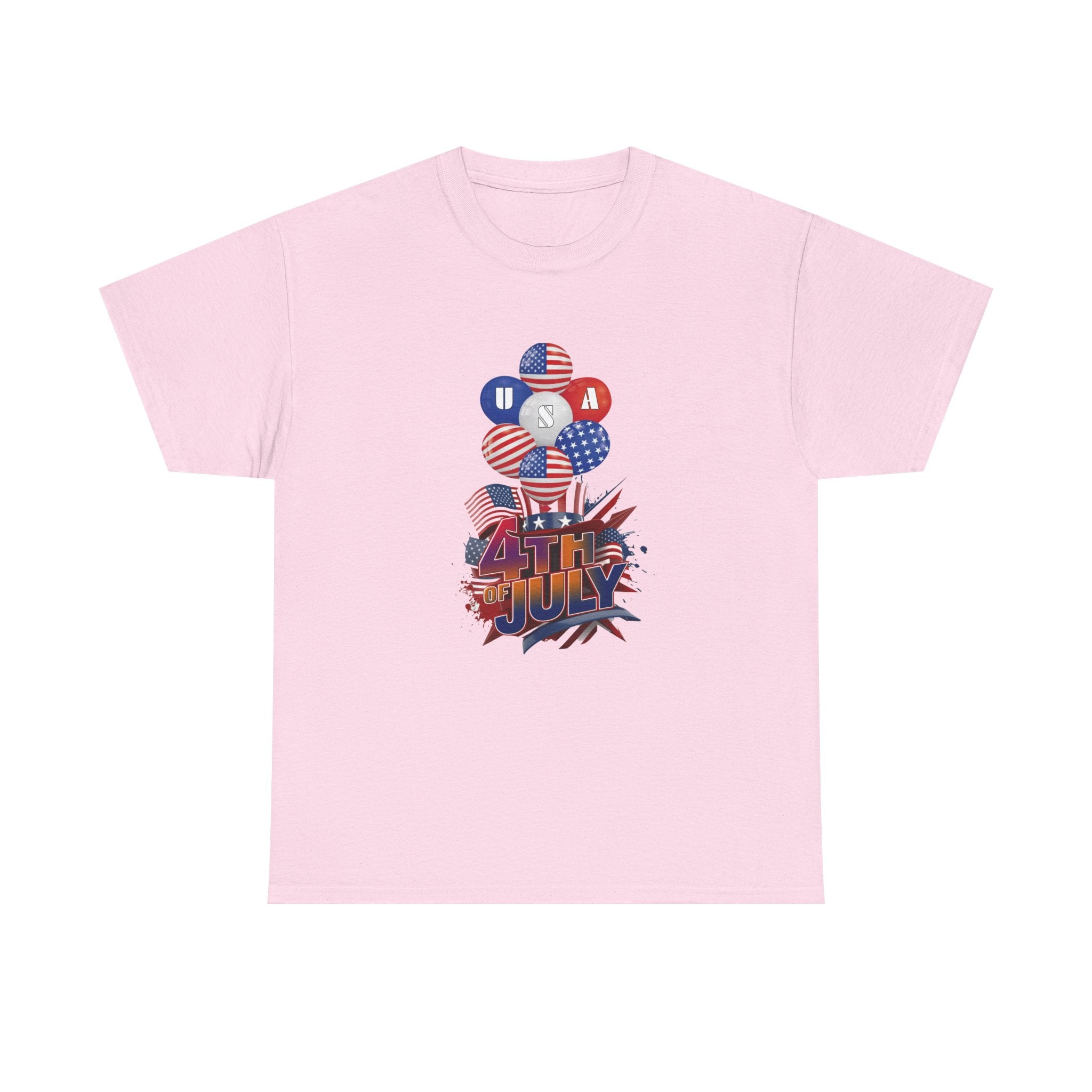4th of July Graphic Tee — USA Flag Balloons Patriotic Independence Day T-Shirt