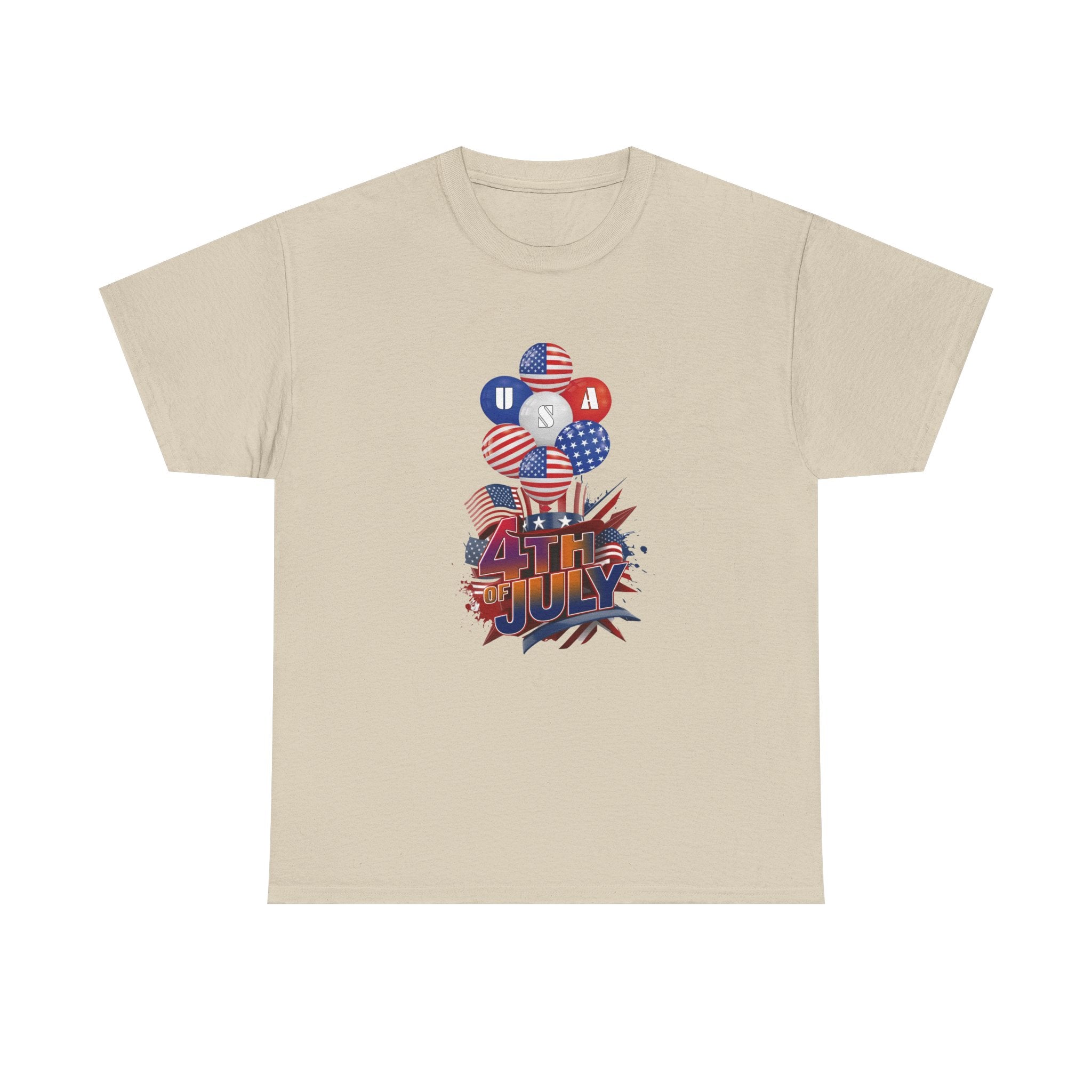 4th of July Graphic Tee — USA Flag Balloons Patriotic Independence Day T-Shirt